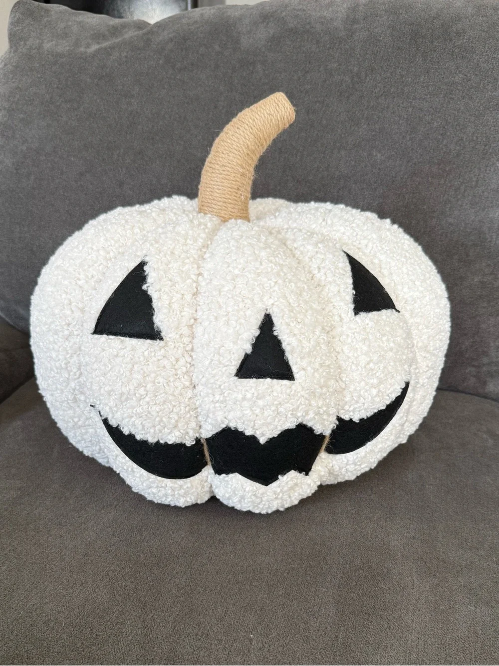 Pottery Barn Jack-o’-Lantern Shaped Pillow White